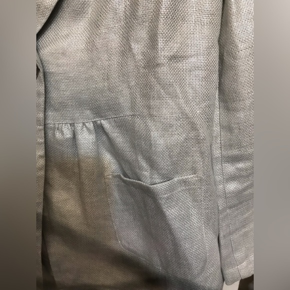 Micheal Kors  size 12 silver linen blend jacket 3/4 sleeve - Picture 7 of 8